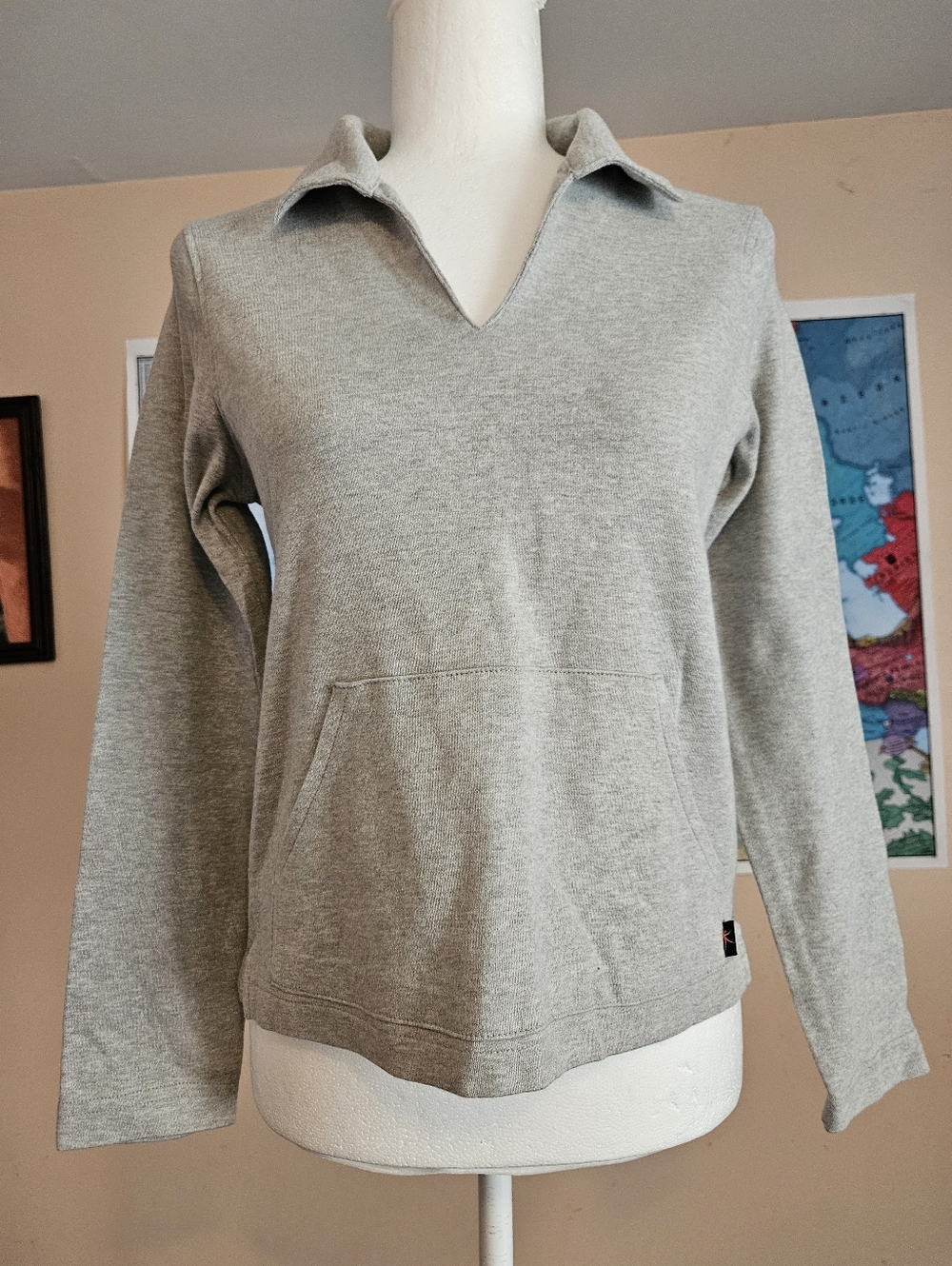 Danskin Light Gray V-Notch Pullover Hoodie